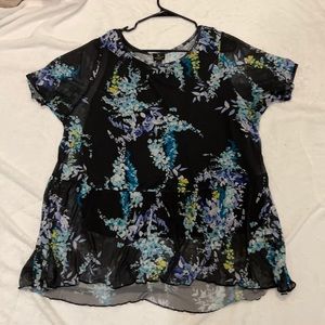 Sheer floral peplum top